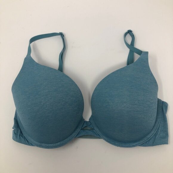 Victorias Secret Padded Perfect Coverage Bra Size 32D Blue - Picture 1 of 7